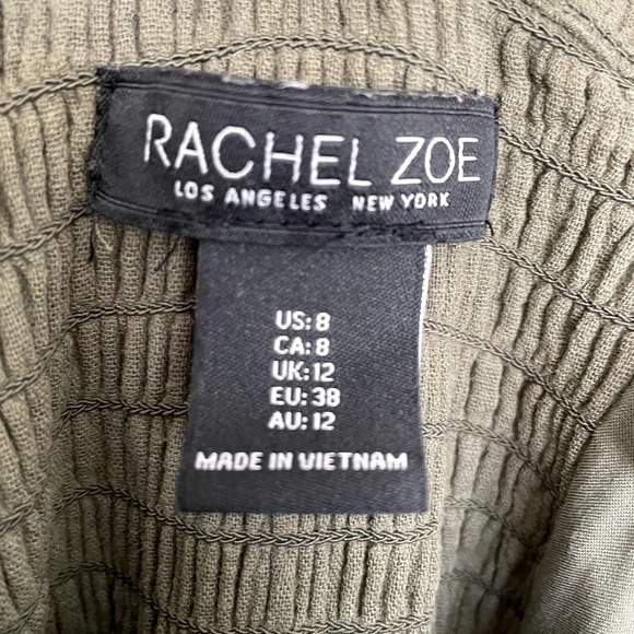 Rachel Zoe | Women's Olive Green Belted Wide Leg Crop Jumpsuit | sz 8 - Picture 6 of 6